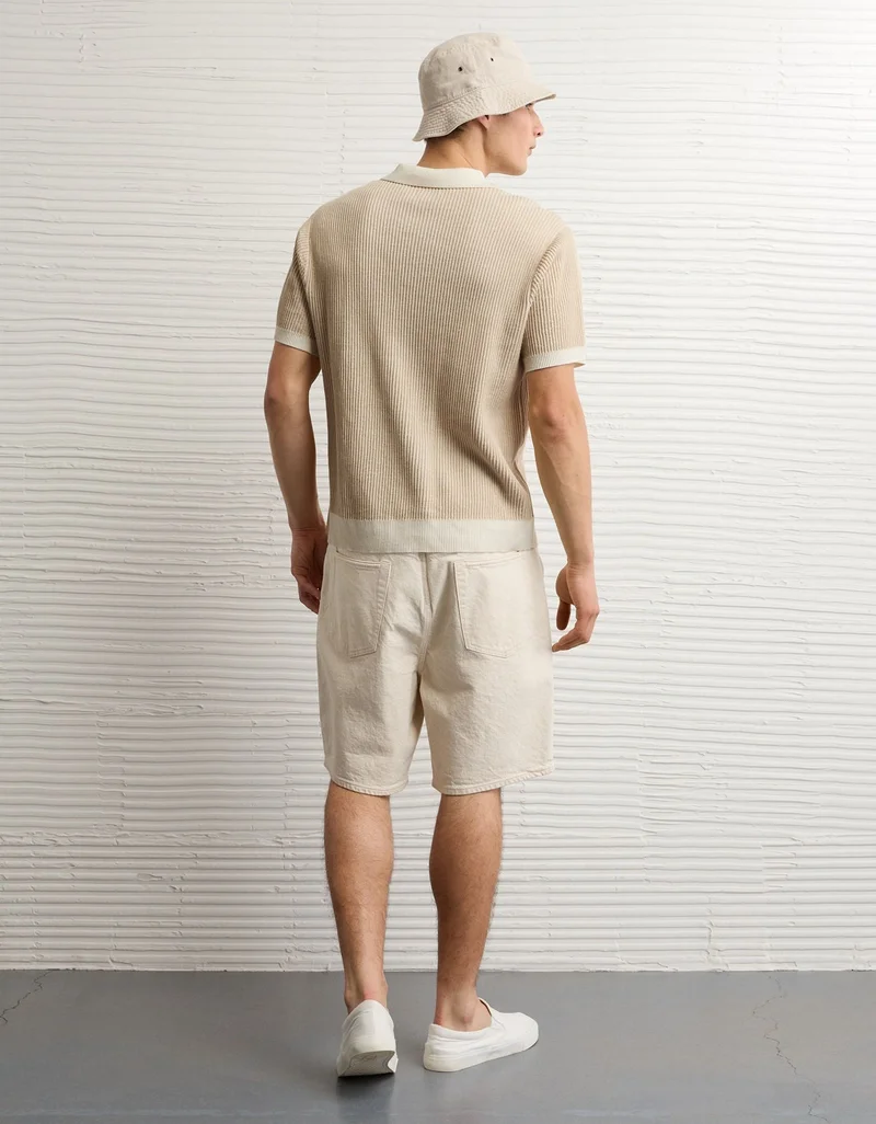 American Eagle AE Striped Button-Up Sweater Polo